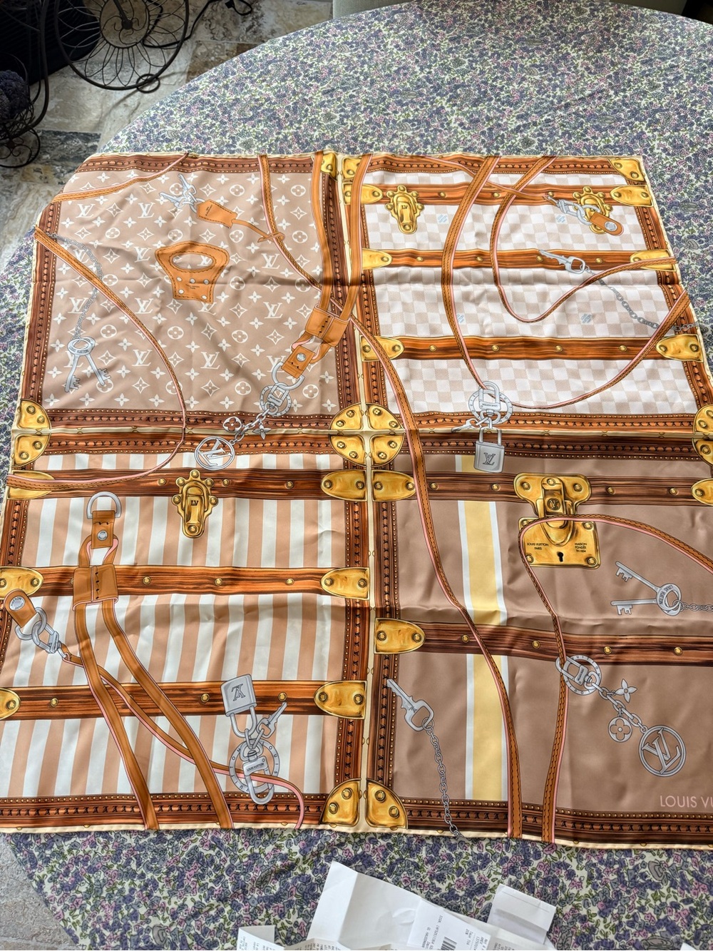 Louis Vuitton NWT Strap and Trunk Square Silk Scarf. Bought Paris April. Box - Picture 15 of 15